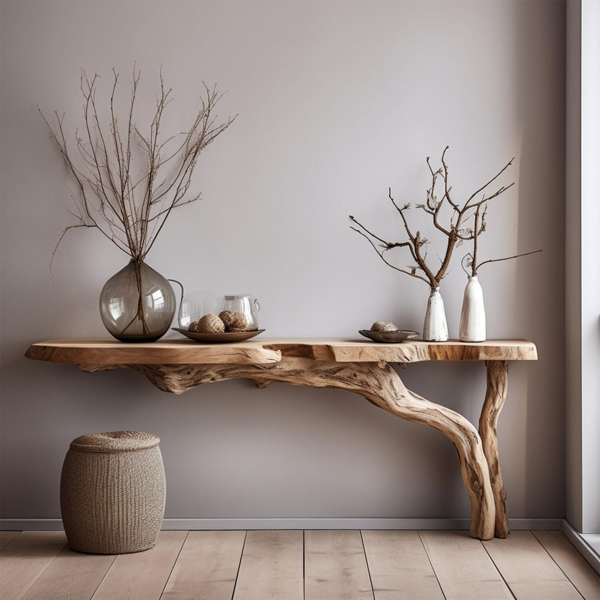 Rustic Wood Floating Side Table For Modern Spaces SILDTCS012