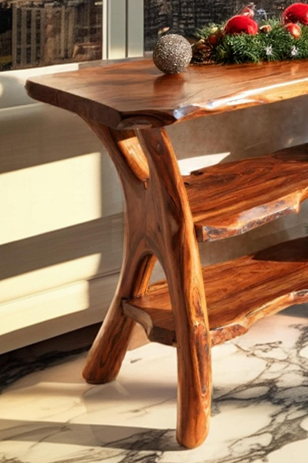 Farmhouse Live Edge Wooden Console Table, Rustic Slab Entryway Table, Handmade Solid Wood Sofa Table for Bedroom