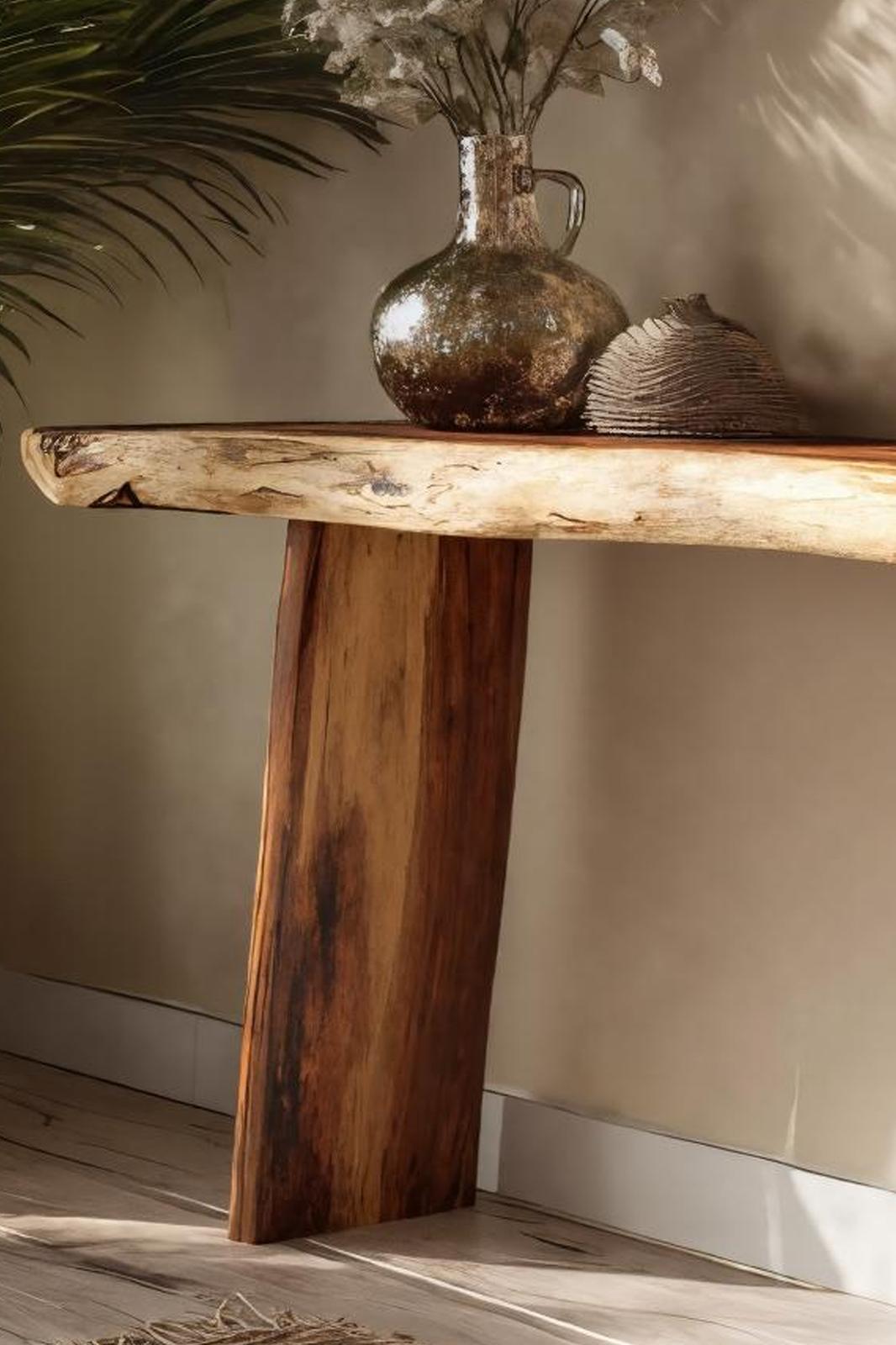 Spry Interior Handcrafted Live Edge Entryway Console Table, Solid Wood Slab Accent Table for Hallway & Bedroom Furniture, SILDTTRCS030
