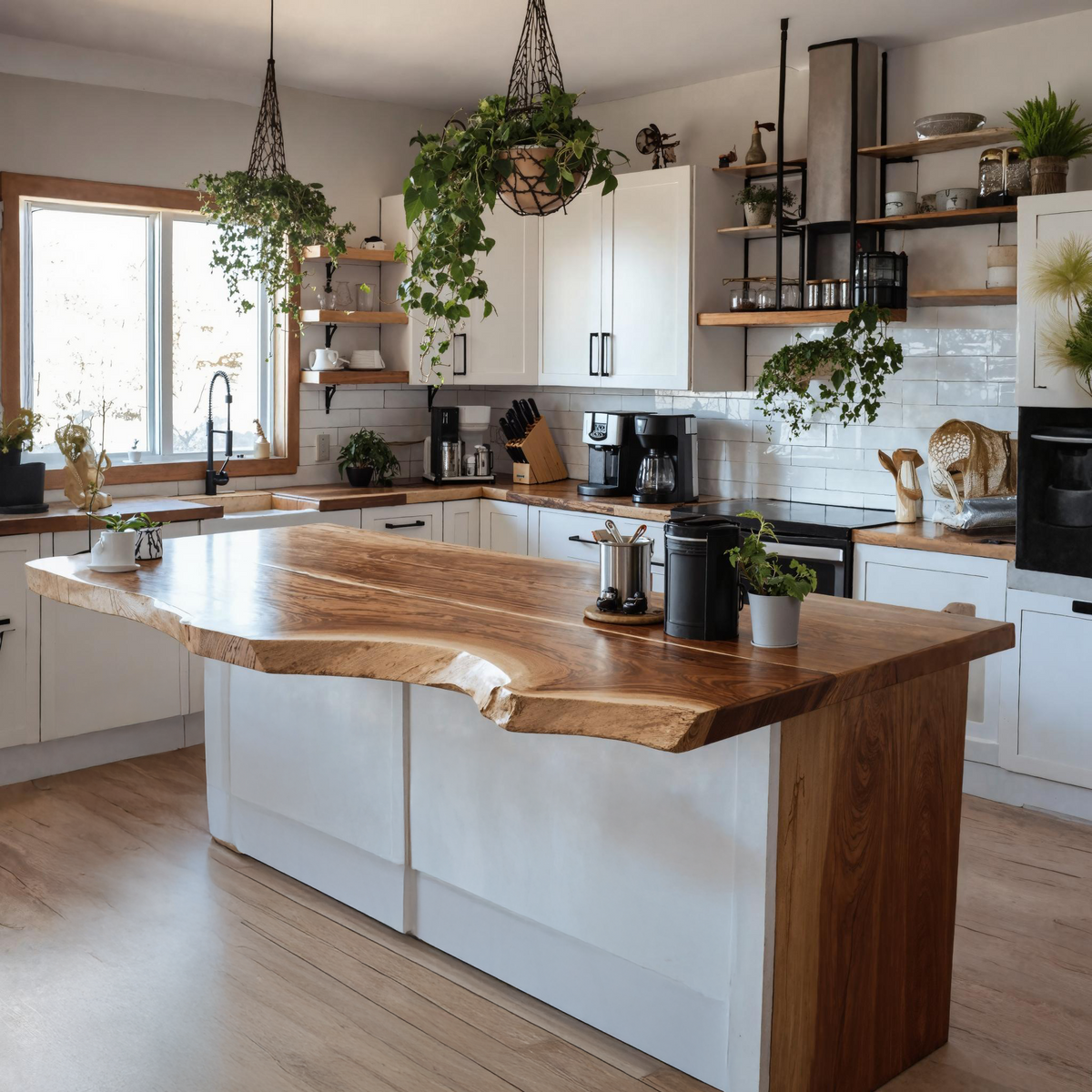 Rustic Solid Wood Kitchen Tabletop For Cozy Kitchen Decor