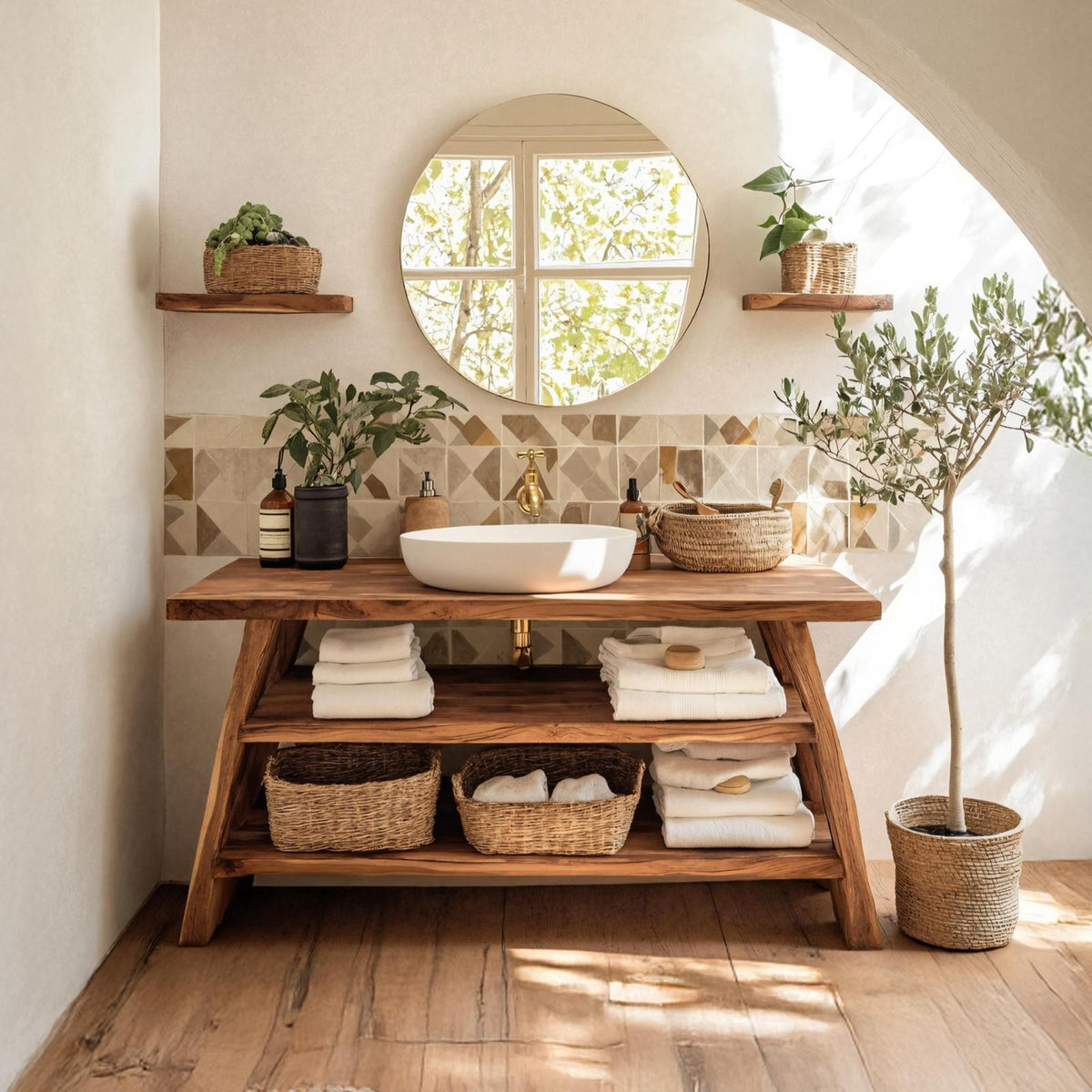Farmhouse Bathroom Furniture With Wooden Vanity Design SILDTTRBRV046