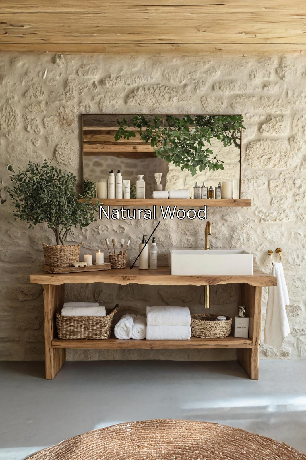 Spry Interior Rustic Live Edge Wood Bathroom Vanity, Handcrafted Solid Wood Single Sink Washstand, Organic Natural Wood Furniture, SILDTTRBRV035