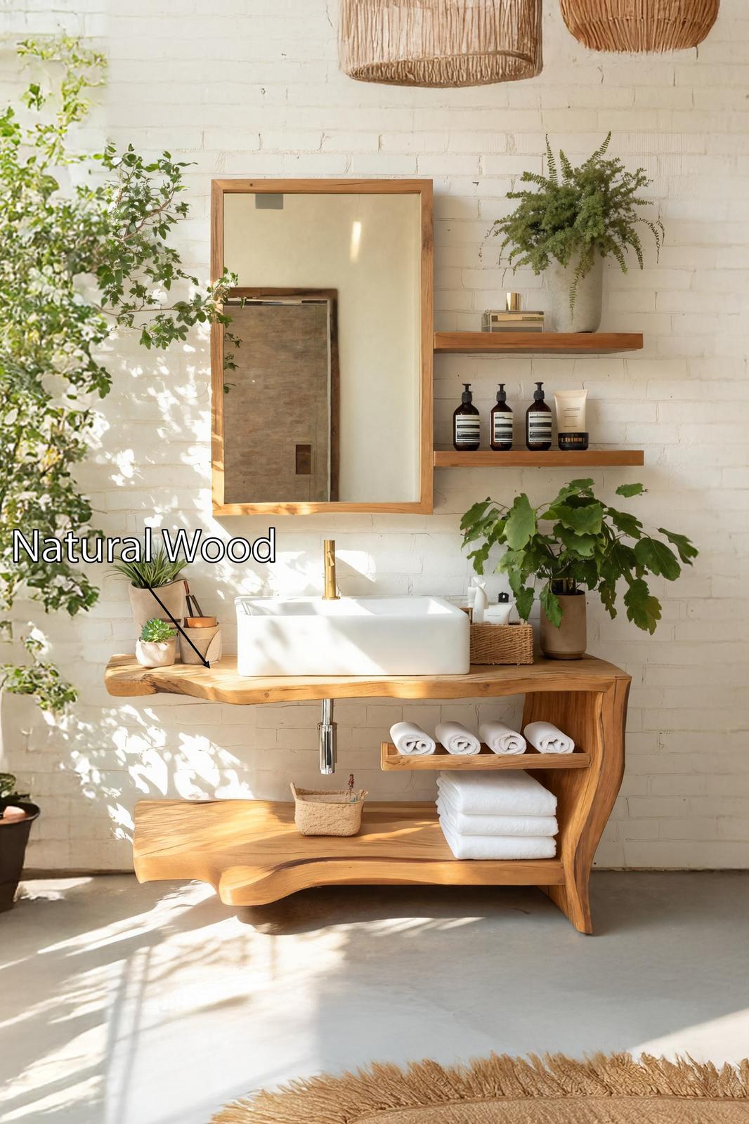 Spry Interior Rustic Wooden Bathroom Vanity Cabinet, Solid Wood Handcrafted Single Sink Console, Rustic Farmhouse Washstand, SILDTTRBRV058