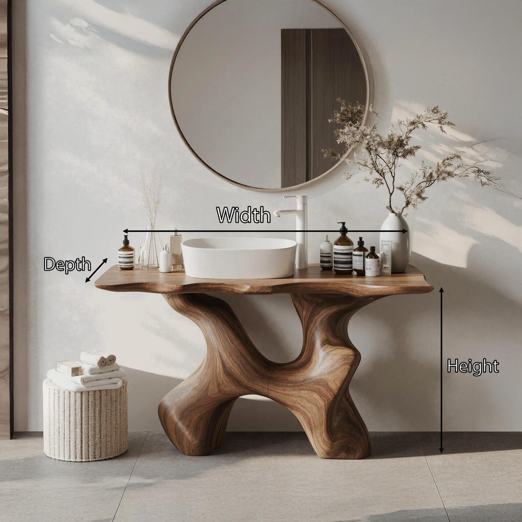 Rustic Solid Wood Vanity For Handmade Bathroom Look SILDTTRBRV007