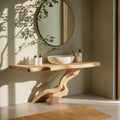 Rustic Solid Wood Bathroom Vanity, Handcrafted Single Sink Storage Cabinet Console for Country Bathroom