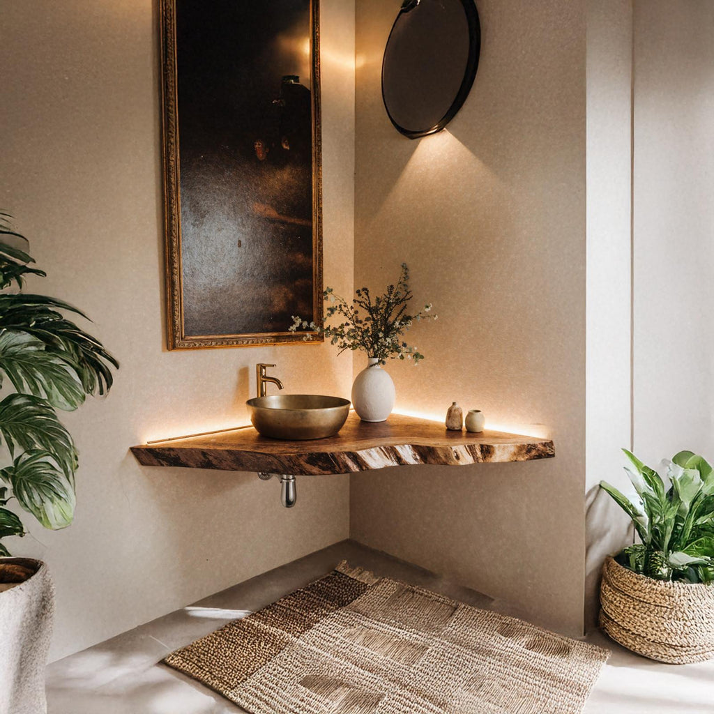 Handcrafted Counter Bathroom Corner Shelf