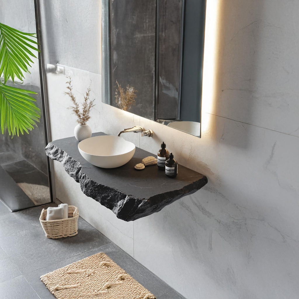 Floating Edge Bathroom Vanity Wood Shelf SILDTBRV039