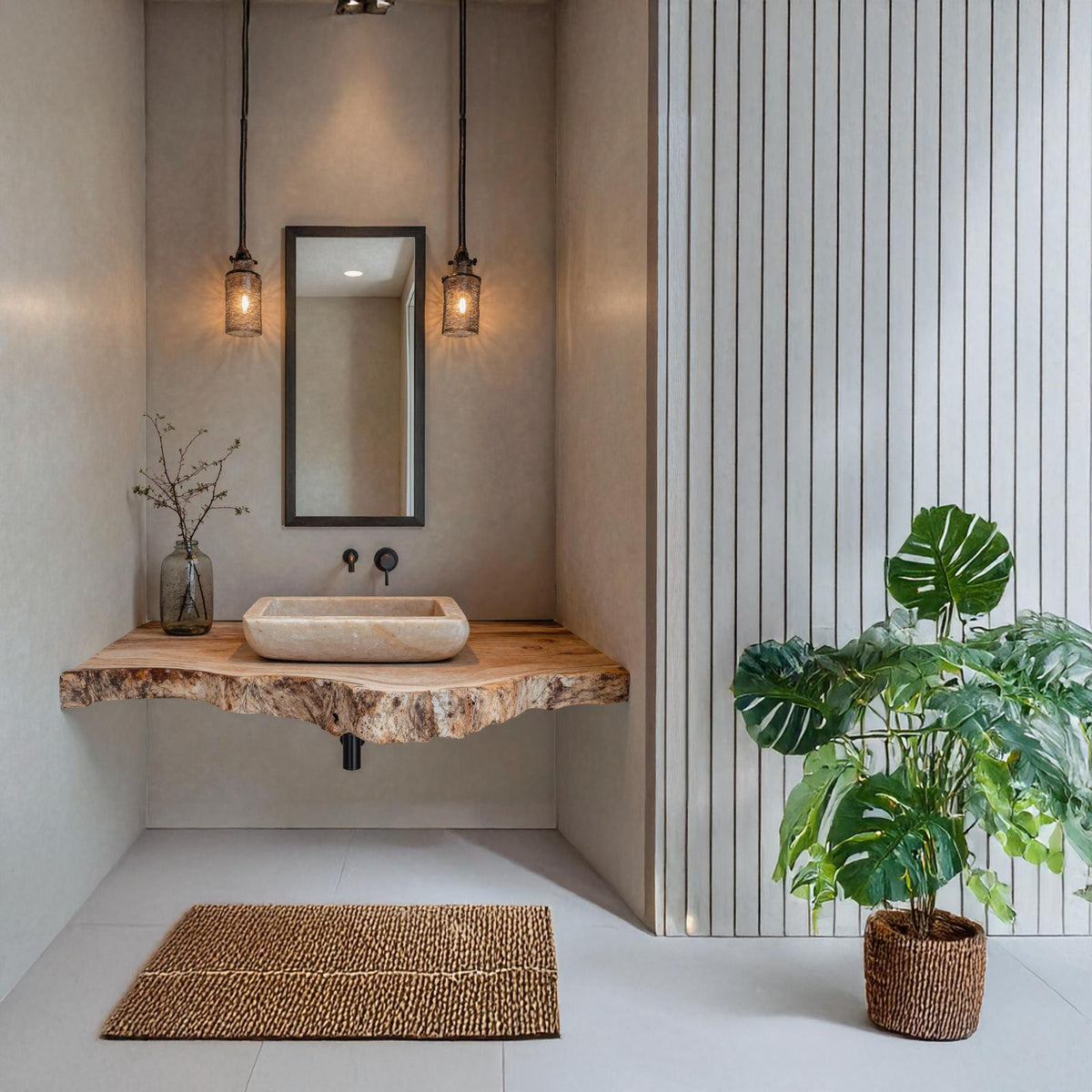 Rustic Farmhouse Bathroom Floating Shelf With Live Edge SILDTBRV113