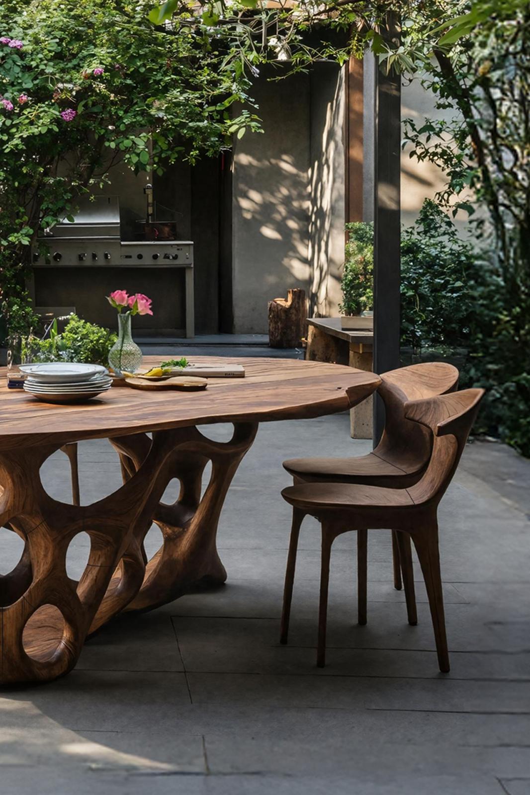 Rustic Solid Wood Kitchen Table, Handcrafted Live Edge Dining Table for Warm Wooden Home Decor Theme, Custom Table