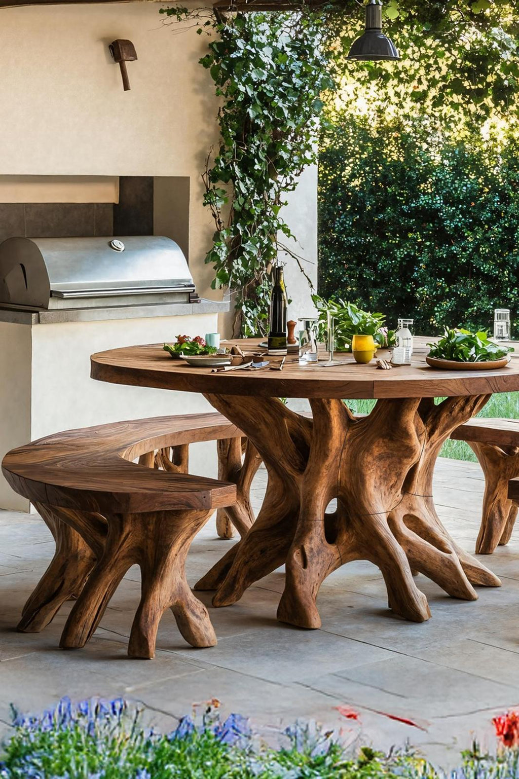 Spry Interior Rustic Solid Wood Kitchen Table, Live Edge Dining Table for Natural Living Room Decor, Custom Handcrafted Furniture, SILDTTRDN007