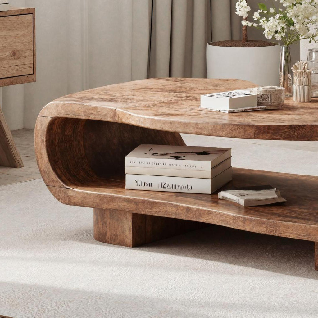 Farmhouse Wooden Coffee Table For Entryway Accent