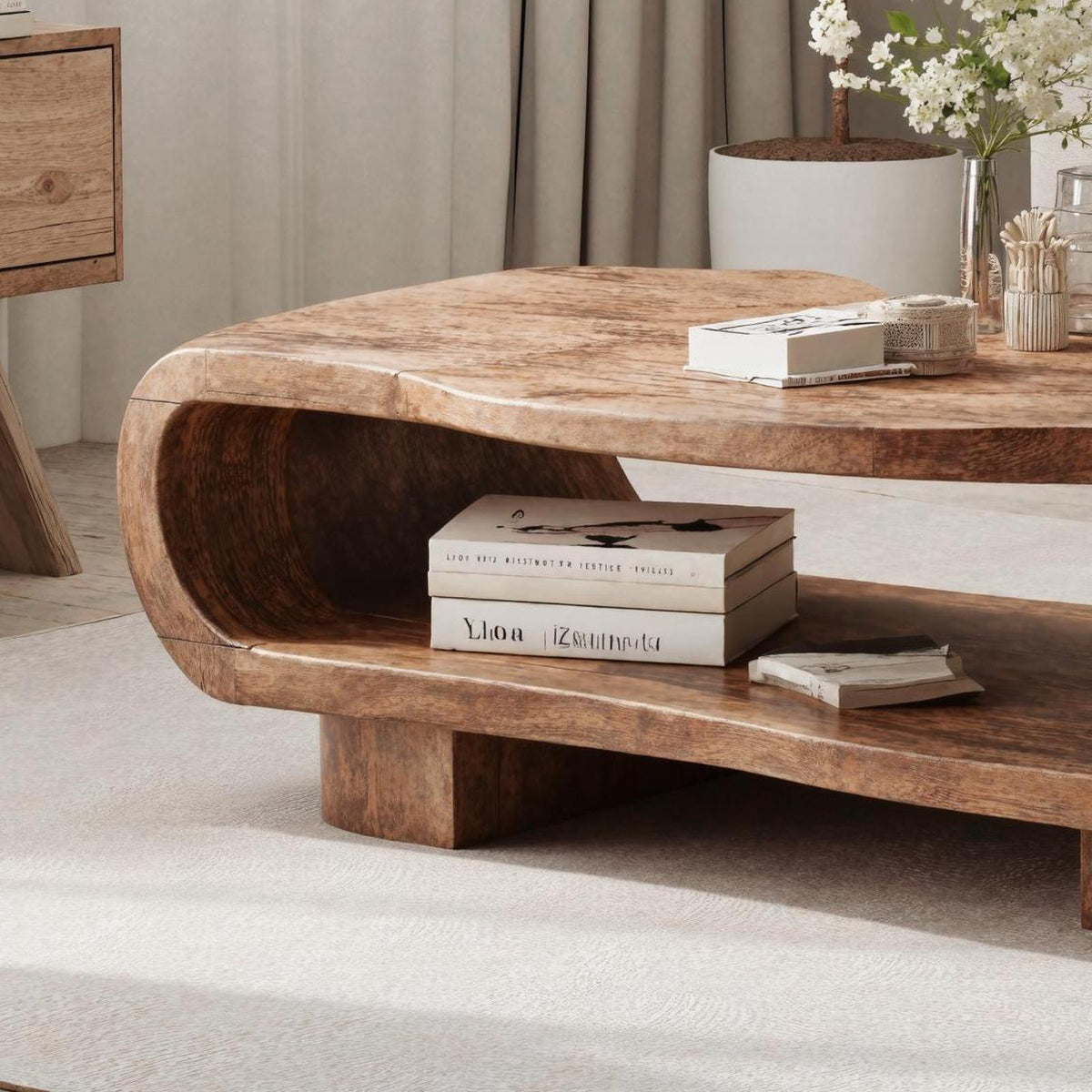 Farmhouse Wooden Coffee Table For Entryway Accent