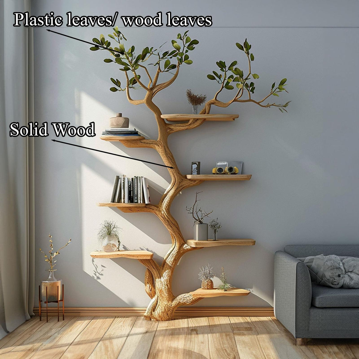 Artistic Wild Mulberry Wood Tree Bookshelf Wall Decor For Bedroom SINLTB009