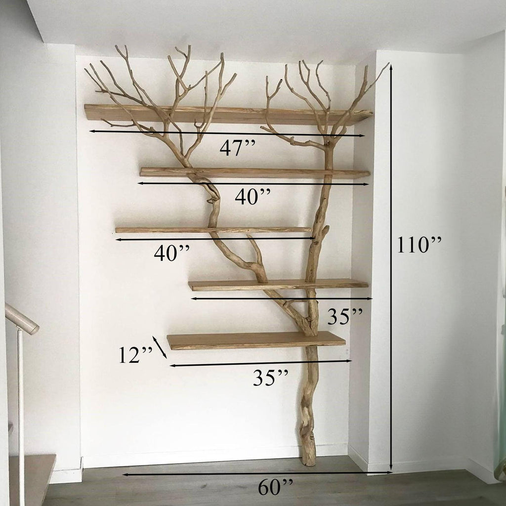 Tree Branch Floating Corner Shelf Solid Wood For Book Lover Gift