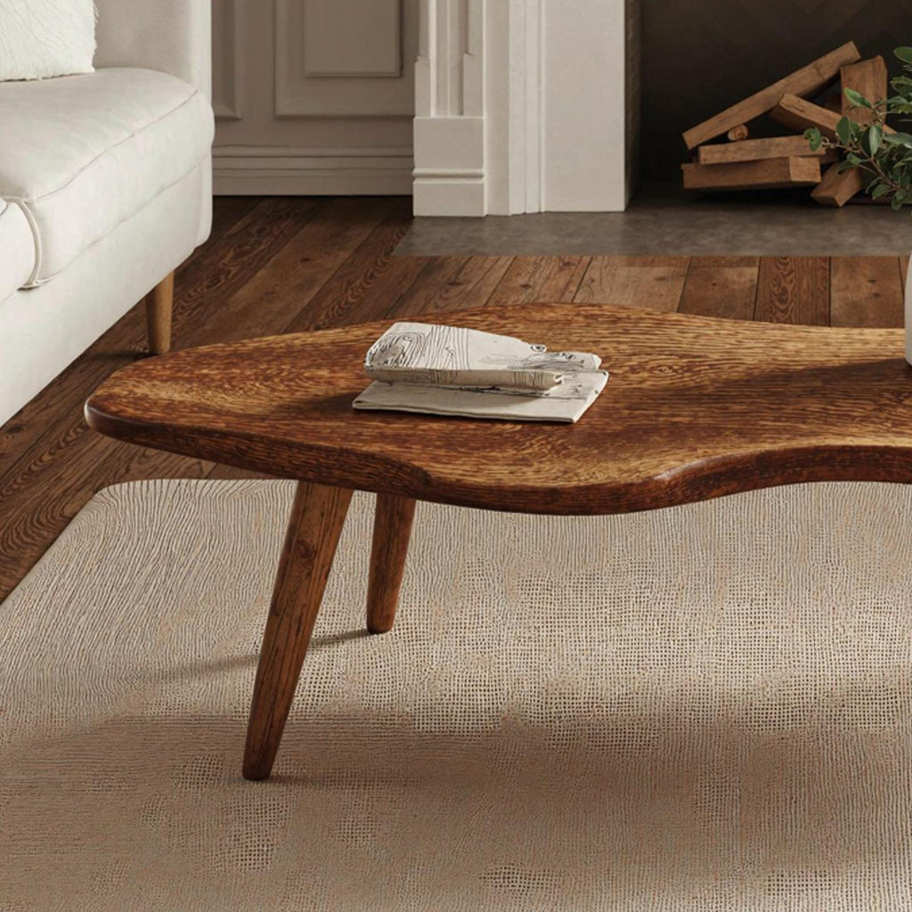 Spry Interior Handcrafted Wood Coffee Table, Rustic Solid Wood Live Edge Central Table for Unique Living Room Decor, SILDTCF064