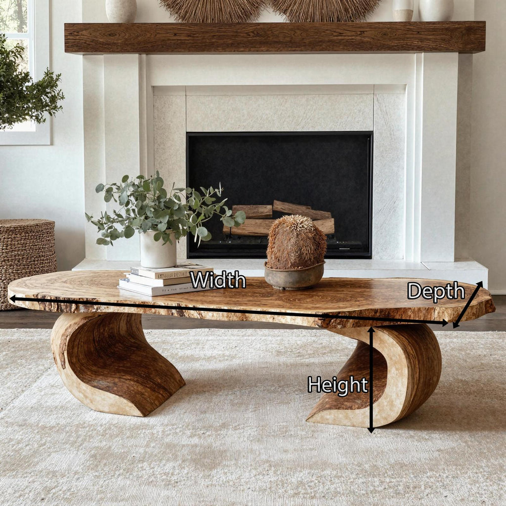 Vintage Natural Wood Coffee Table Cozy Living Room