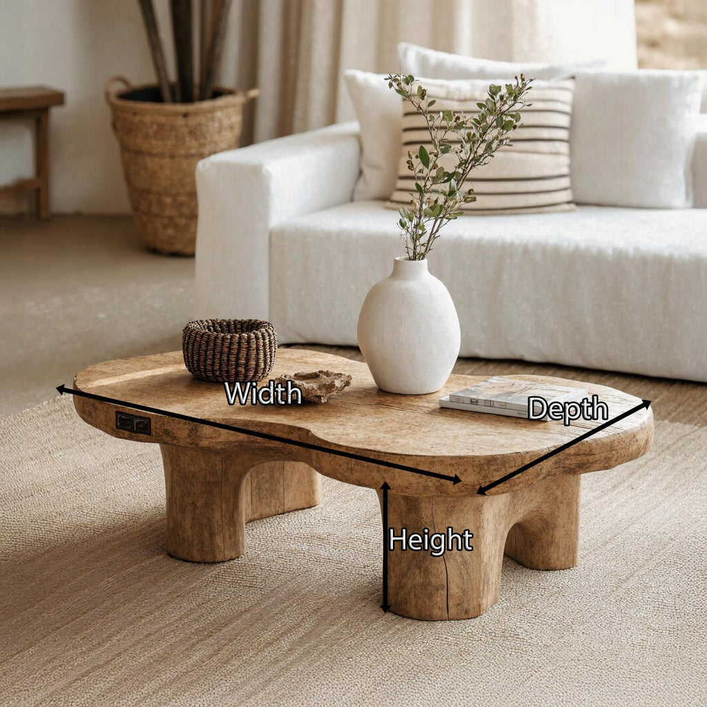 Natural Finish Wood Coffee Table For Organic Home Decor