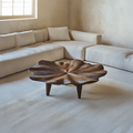 Rustic Organic Coffee Table, Handcrafted Solid Wood Natural Edge Center Table for Living Room & Lounge