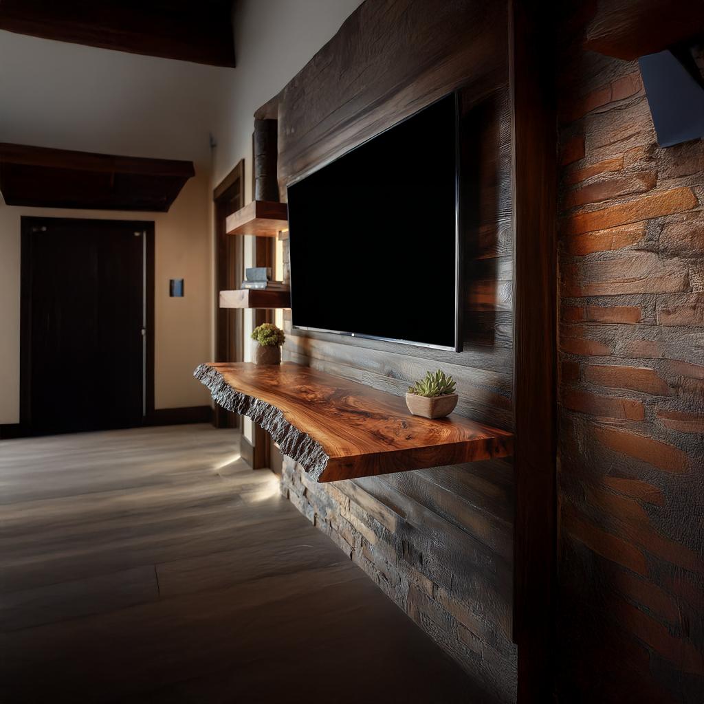 Rustic Floating Shelf Family Room