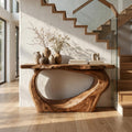 Spry Interior Handcrafted Sculpted Wood Console Table, Artistic Entryway Table Statement Piece for Living Room Home Interior, SINLSACS447