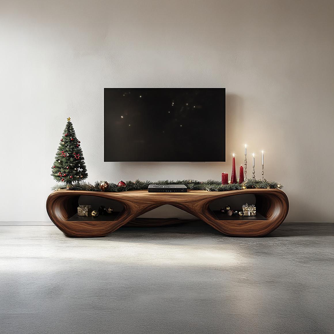 Rustic Wood TV Stand Console, Heavy Duty Media Credenza, Farmhouse Television Cabinet for Living Room & Bedroom