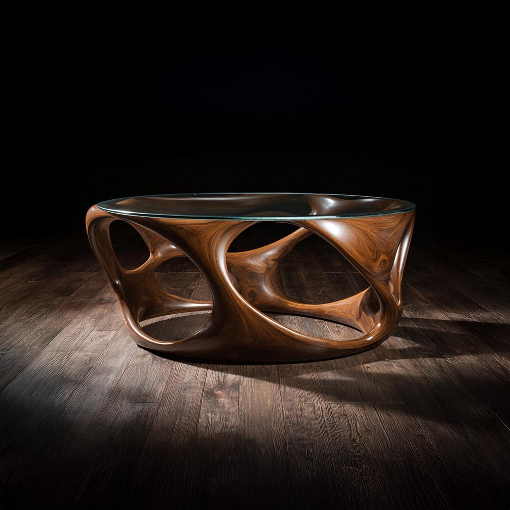 Rustic Round Coffee Table Solid Wood Decor Gift