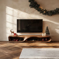 Rustic Wooden TV Stand Console, Solid Wood Farmhouse Media Cabinet, Television Credenza for Living Room Storage