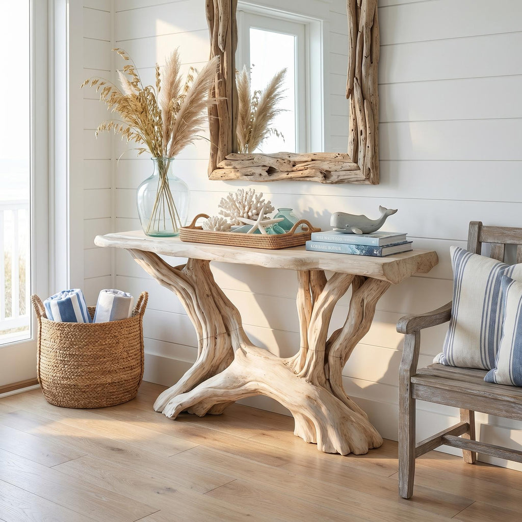 Coastal Rustic Organic Console Table Living Room And Entryway SINLSACS423