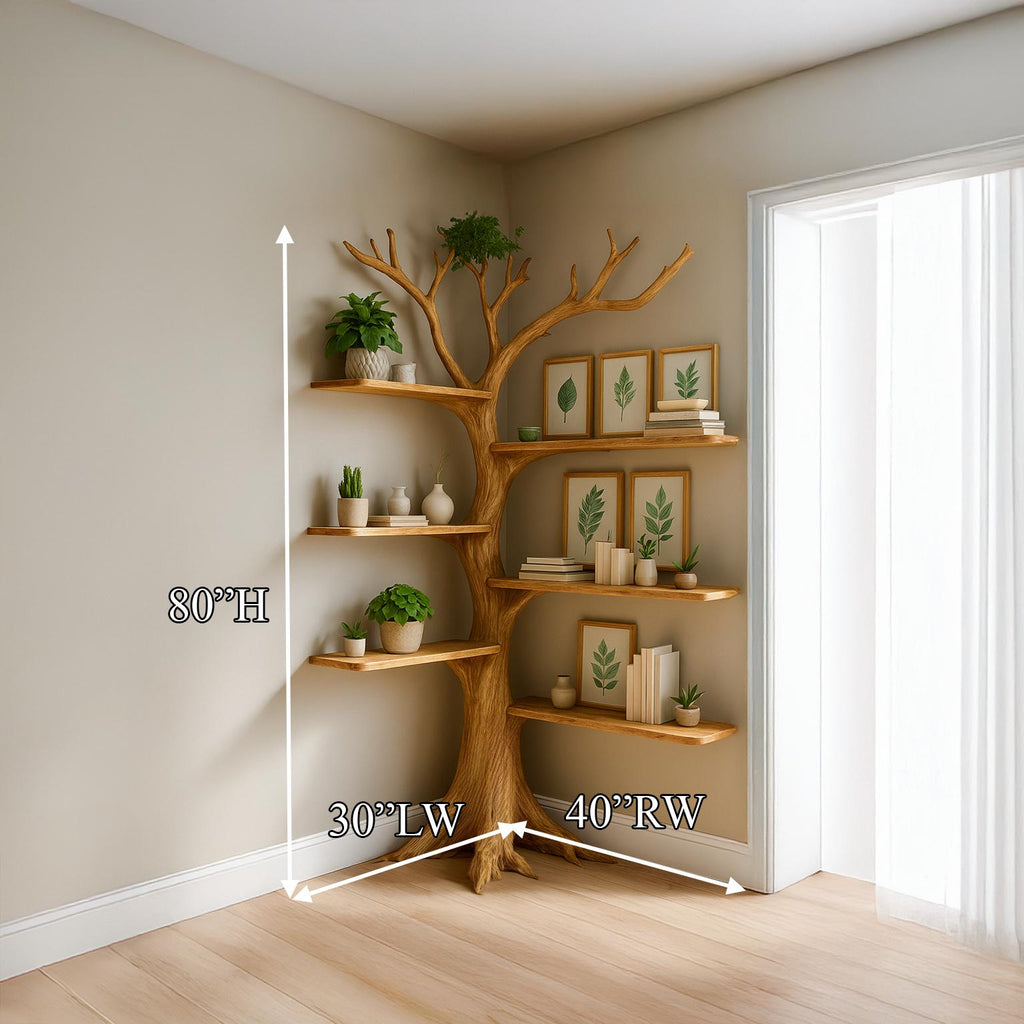 Rustic Corner Tree Bookshelf Living Room SINLSATB221