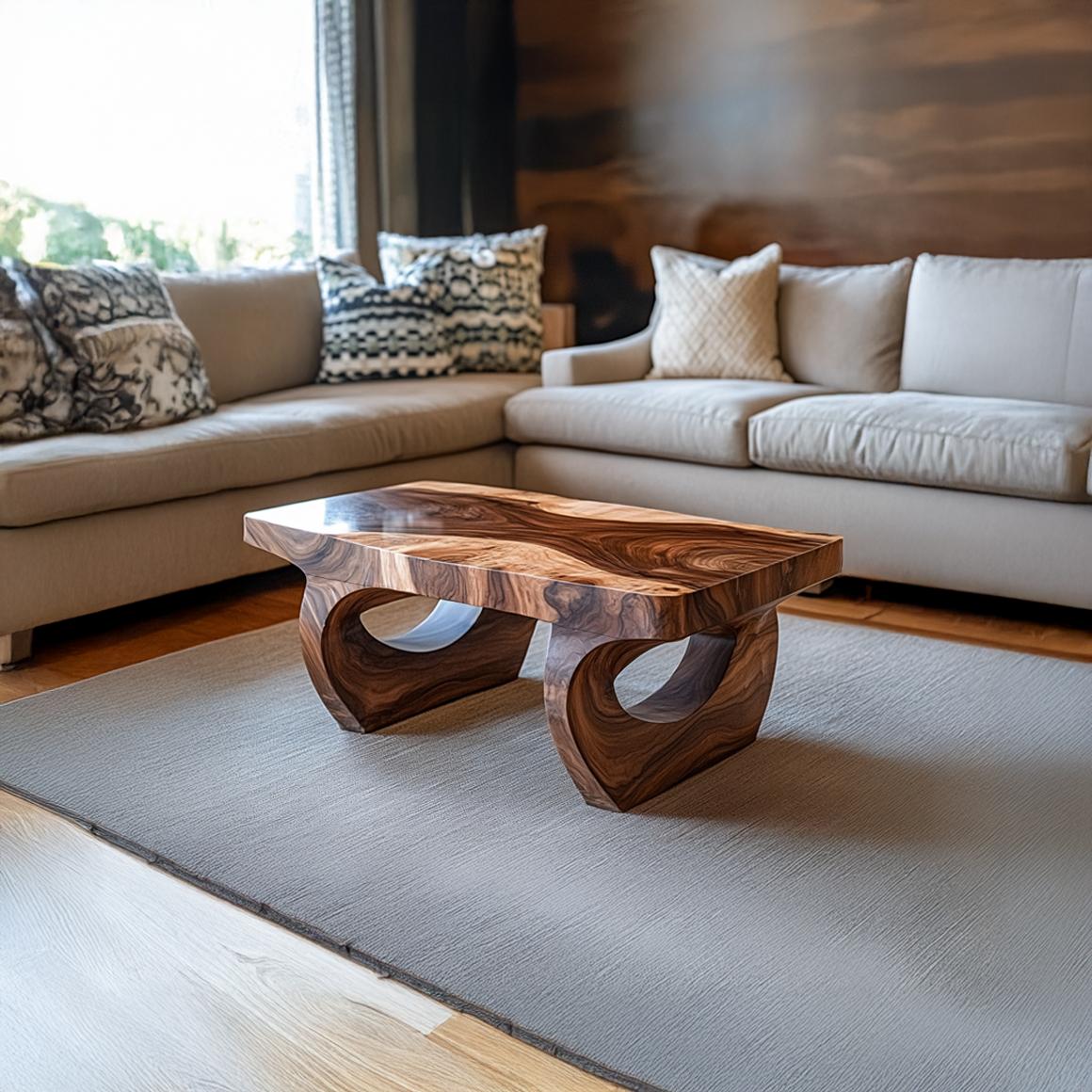 Handcrafted Mid Century Solid Wood Coffee Table Living Room