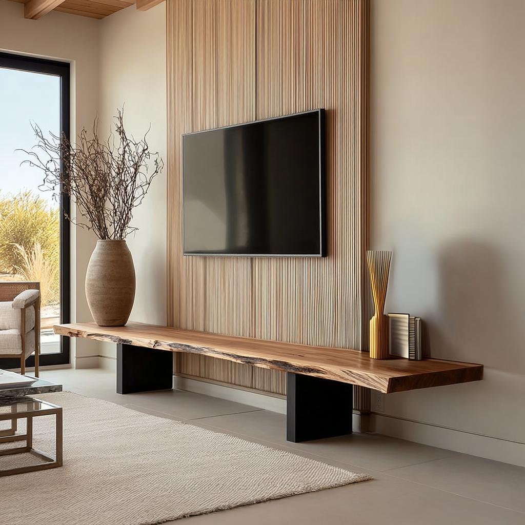MidCentury TV Console Live Edge Living Room