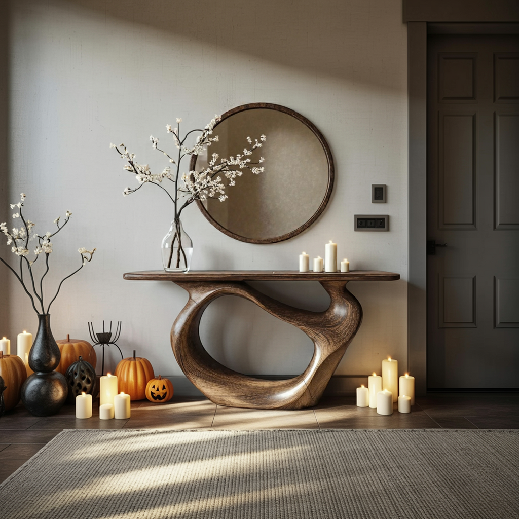 Rustic Tree Branch Console Table, Handcrafted Real Wood Entryway Table, Spooky Gothic Sofa Accent Furniture