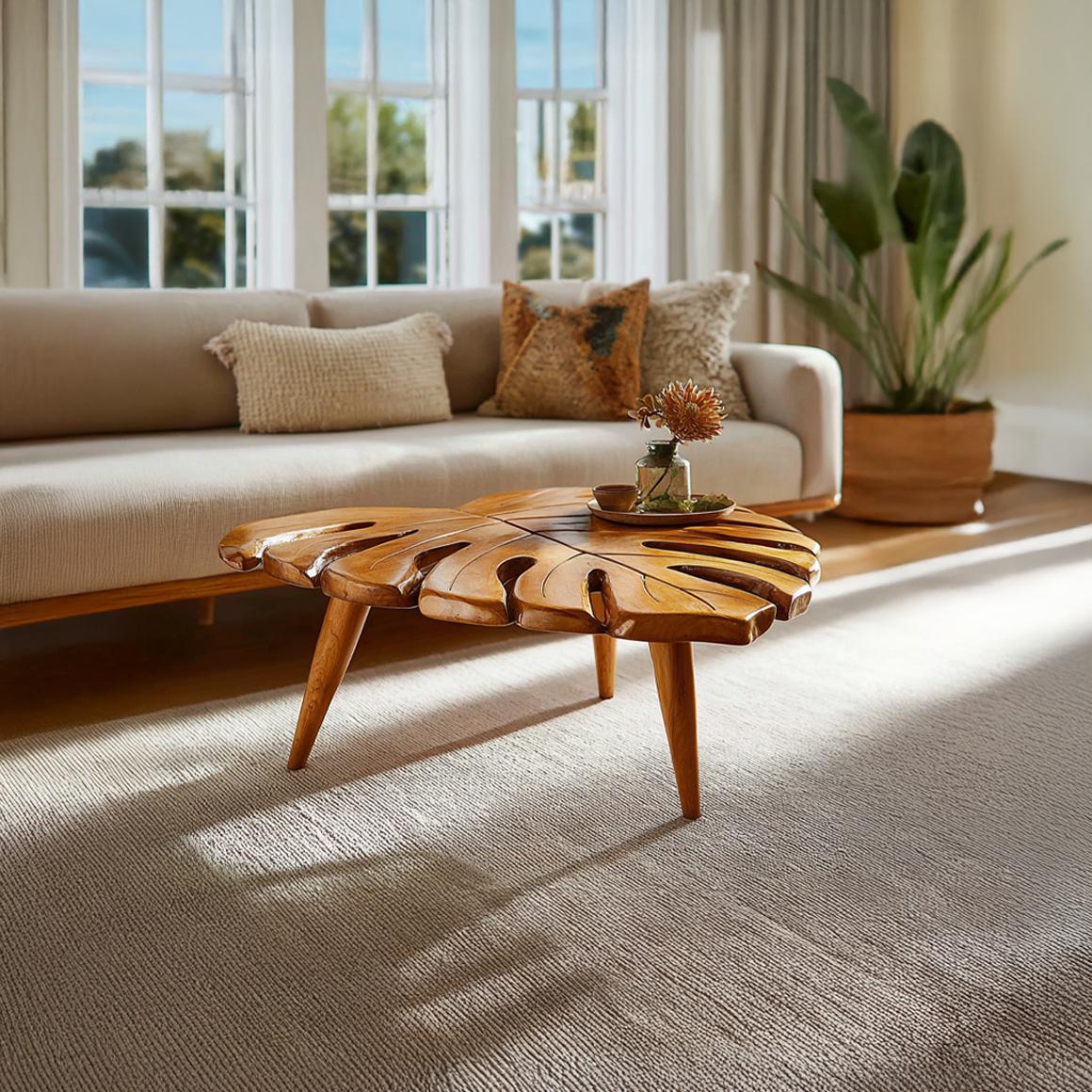 Organic Sculptural Leaf Coffee Table Living Room