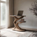 Rustic Wood End Table, Compact Accent Side Table for Home Office & Reading Nook, Handcrafted Small Coffee Table Wood