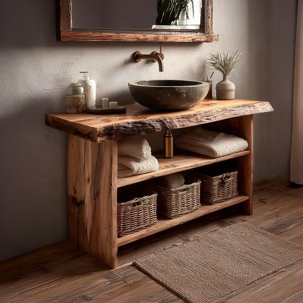 Rustic Bathroom Vanity Console Storage