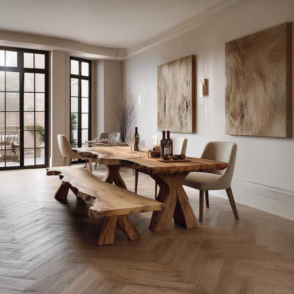 Spry Interior Rustic Large Solid Wood Dining Table, Farmhouse Wooden Kitchen & Dining Room Dinner Table, Model SINLSADT055