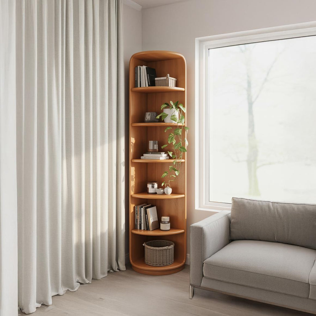 Scandinavian Wooden Corner Bookshelf Living Room Or Bedroom