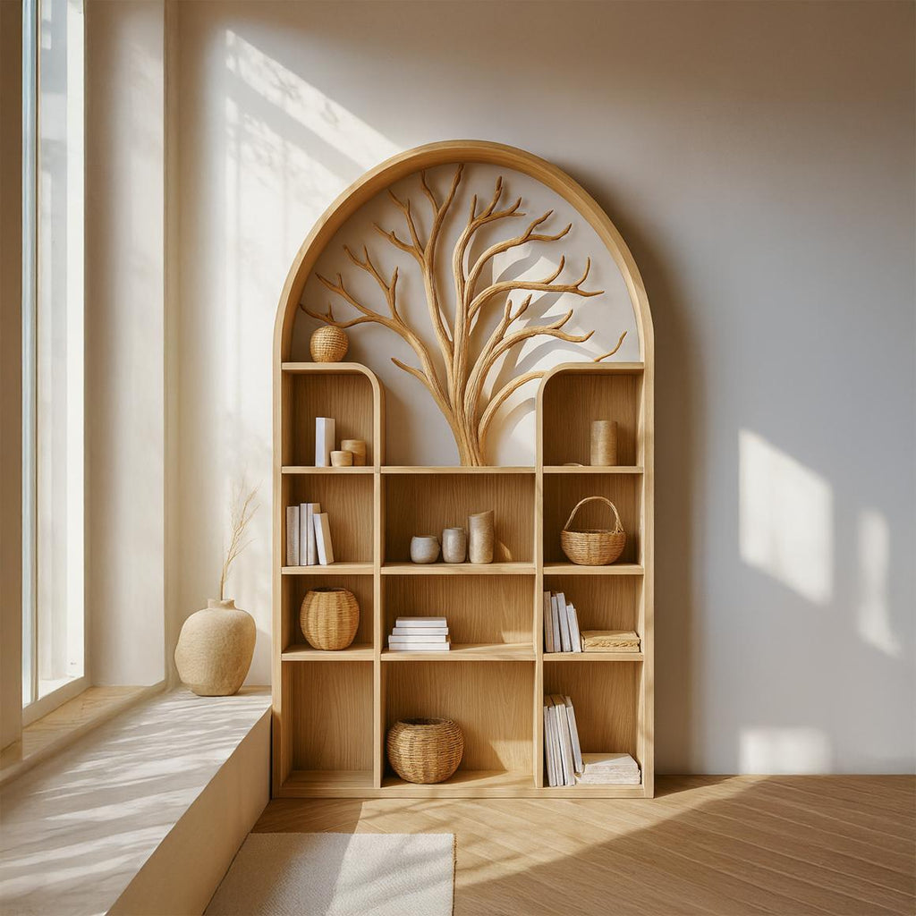 Scandinavian Rustic Tree Style Storage Cabinet Entryway And Living Room