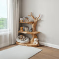 Rustic Corner Tree Bookshelf, Solid Wood Children Bedroom Wall Hanging Bookcase & Kids Floating Toy Organizer Shelf