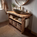 Rustic Bathroom Vanity Console Open Storage