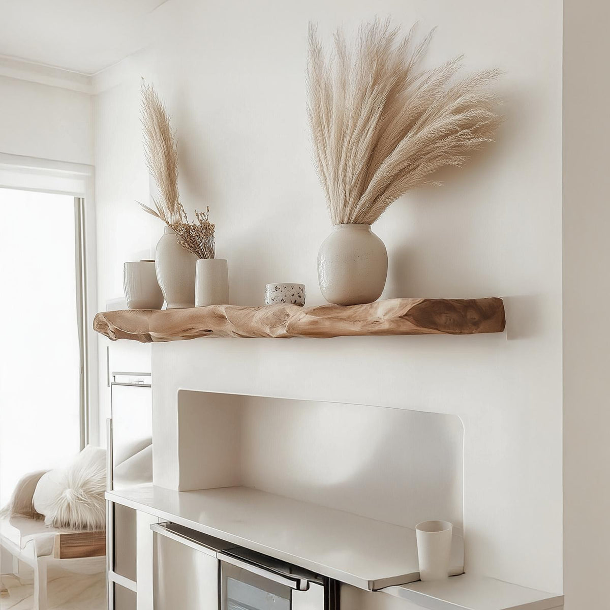 Live Edge Wood Floating Shelf – Boho Rustic For Kitchen Decor