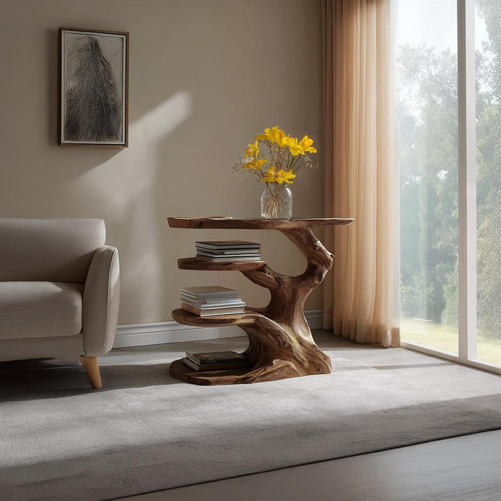 Free Standing Rustic Tree Side Table Bedroom