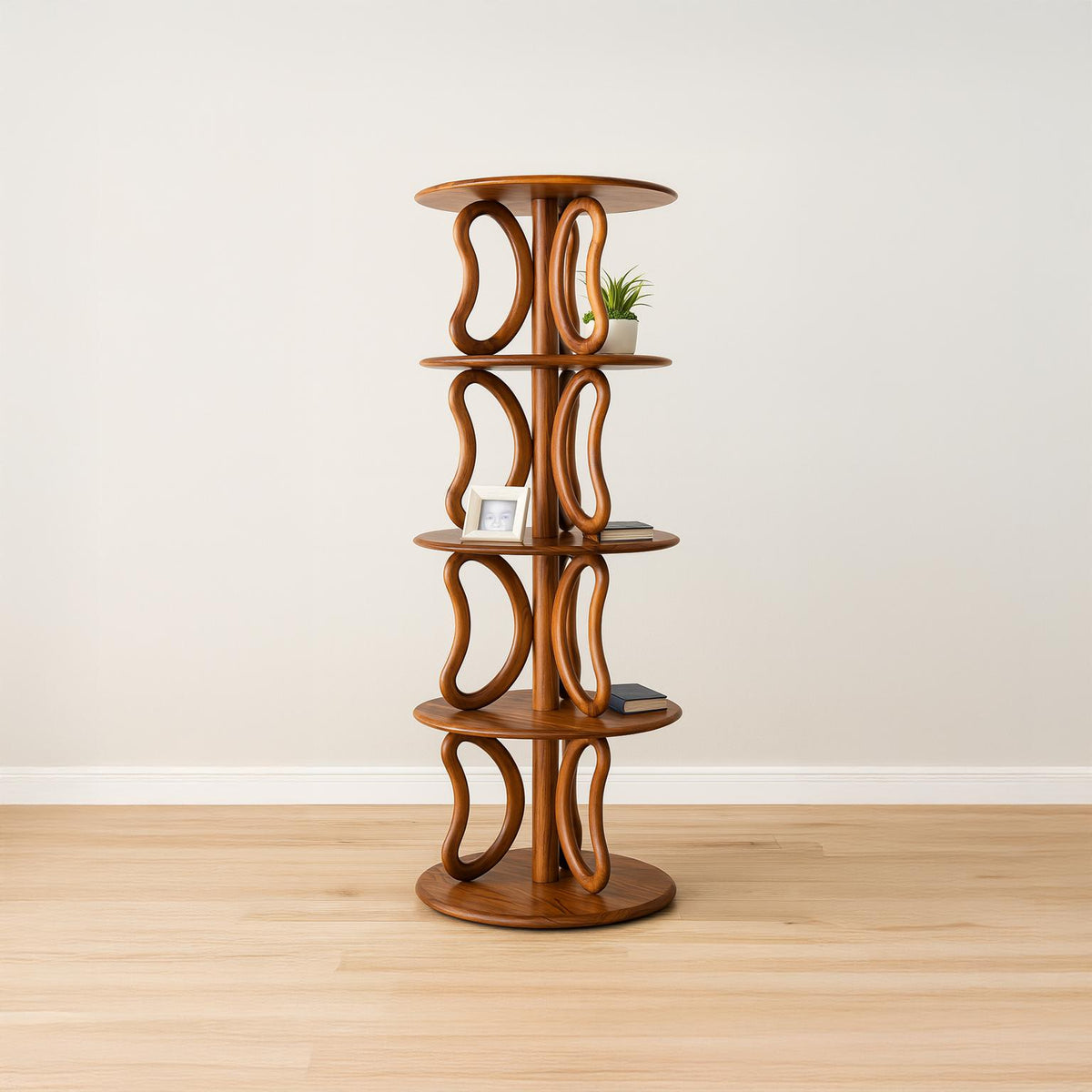 Rustic Round Bookshelf Living Room