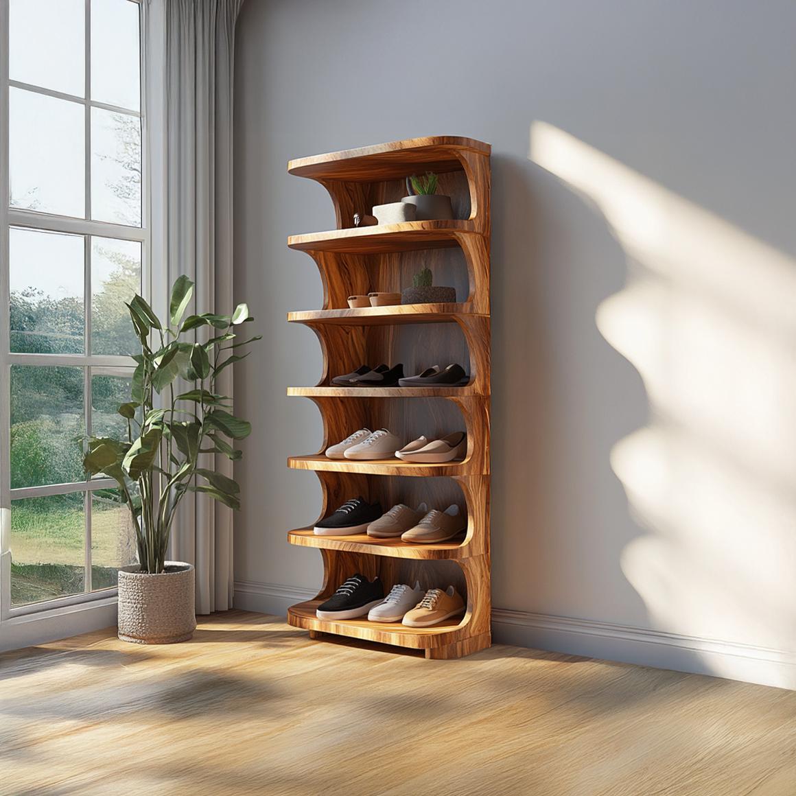 Rustic Soft Edge Shoe Rack Mudroom And Bedroom