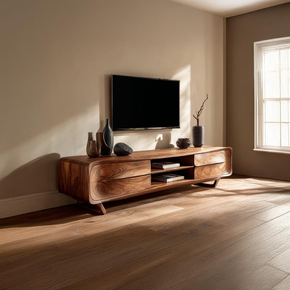 Mid Century Modern TV Cabinet Artistic Design Living Room