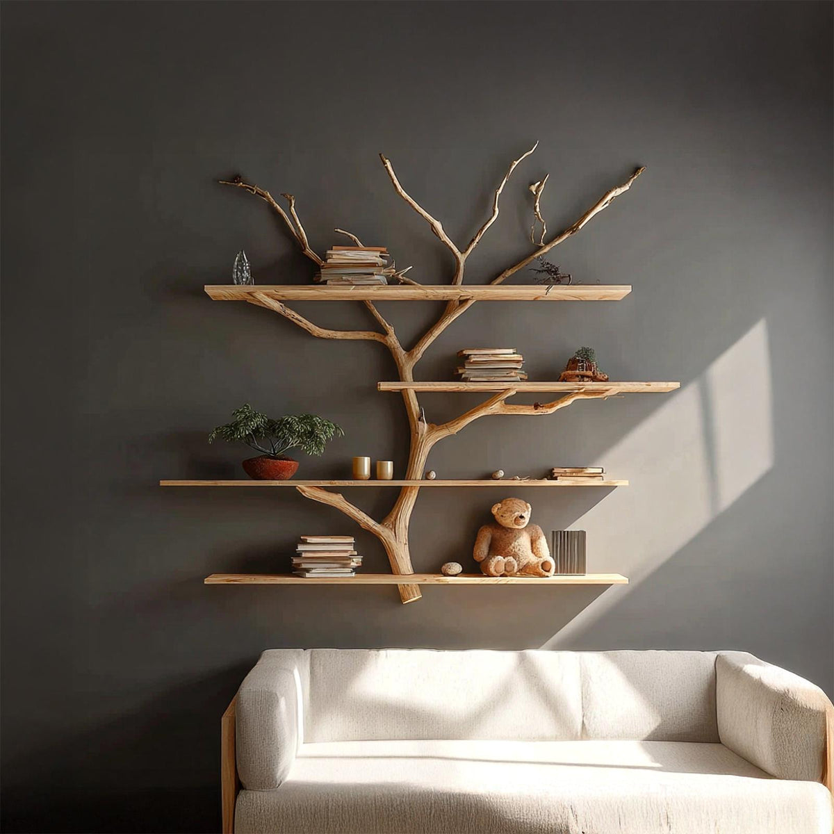 Rustic Book Tree Shelf Nursery Kids