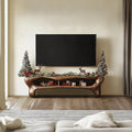 Rustic Wooden TV Cabinet, Solid Wood Media Console Storage Credenza, Farmhouse Television Stand for Living Room