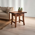 Rustic Solid Wood End Table with Storage, Live Edge Side Table for Living Room Sofa, Handcrafted Bedside Nightstand