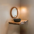 Mid-Century Floating Shelf Vanity, Solid Wood Washroom Single Sink Countertop, Bathroom Console Support Shelf