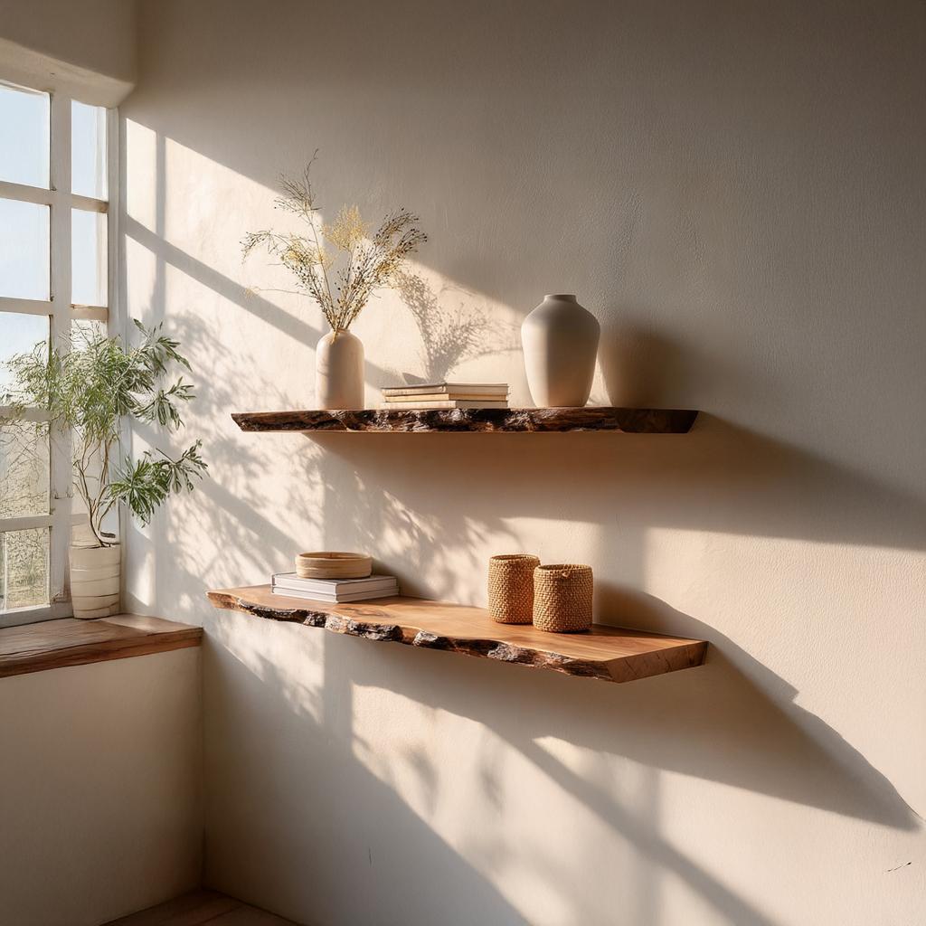 Rustic Floating Shelf Living Room
